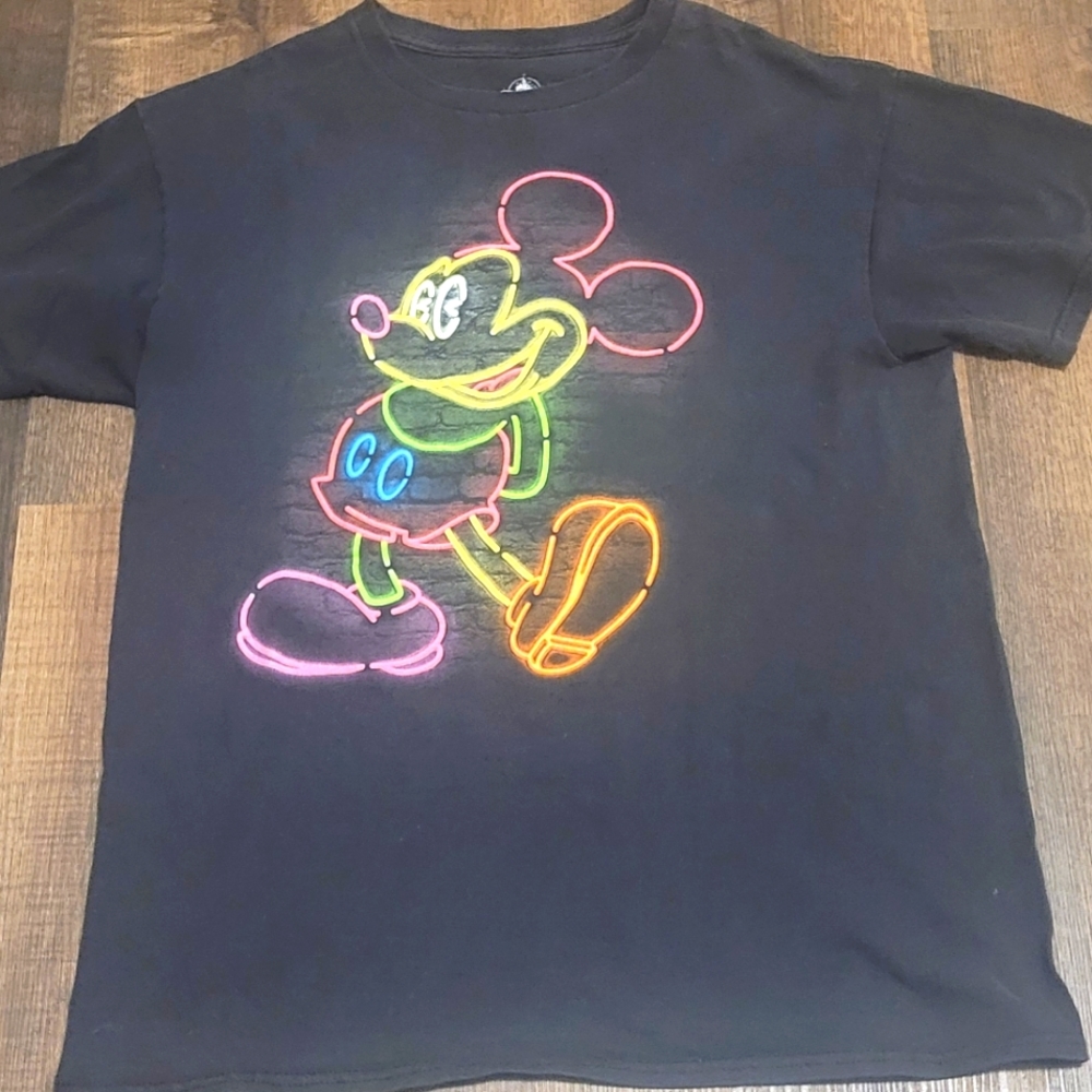 Medium black and neon Multicolor Mickey Mouse disney parks t-shirt